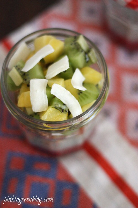 Fruit topping for breakfast parfait with chia pudding